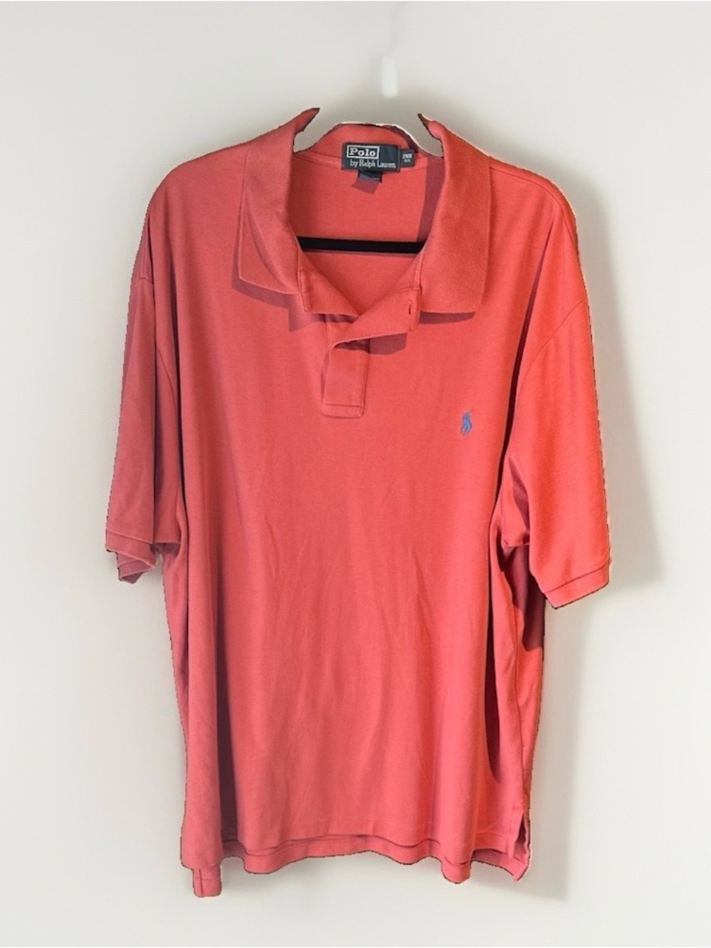 Polo Ralph Lauren Mens 2XB Big Short Sleeve Polo Shirt Coral Orange Cotton Pony